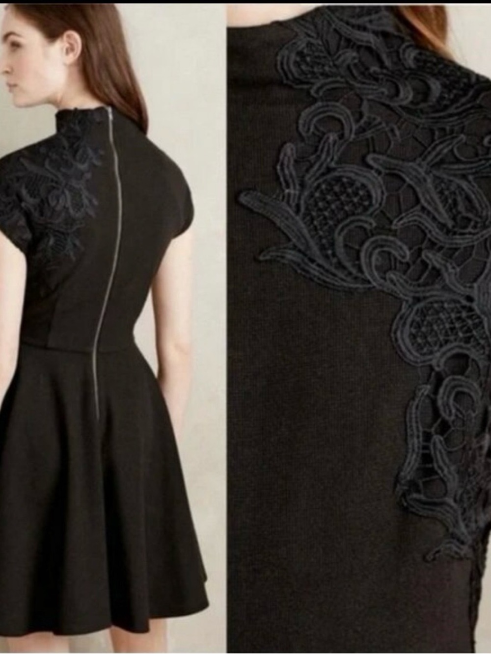 Plenty by Tracy Reese Codetta Dress Women 6 Black Lace Applique Romantic Asian